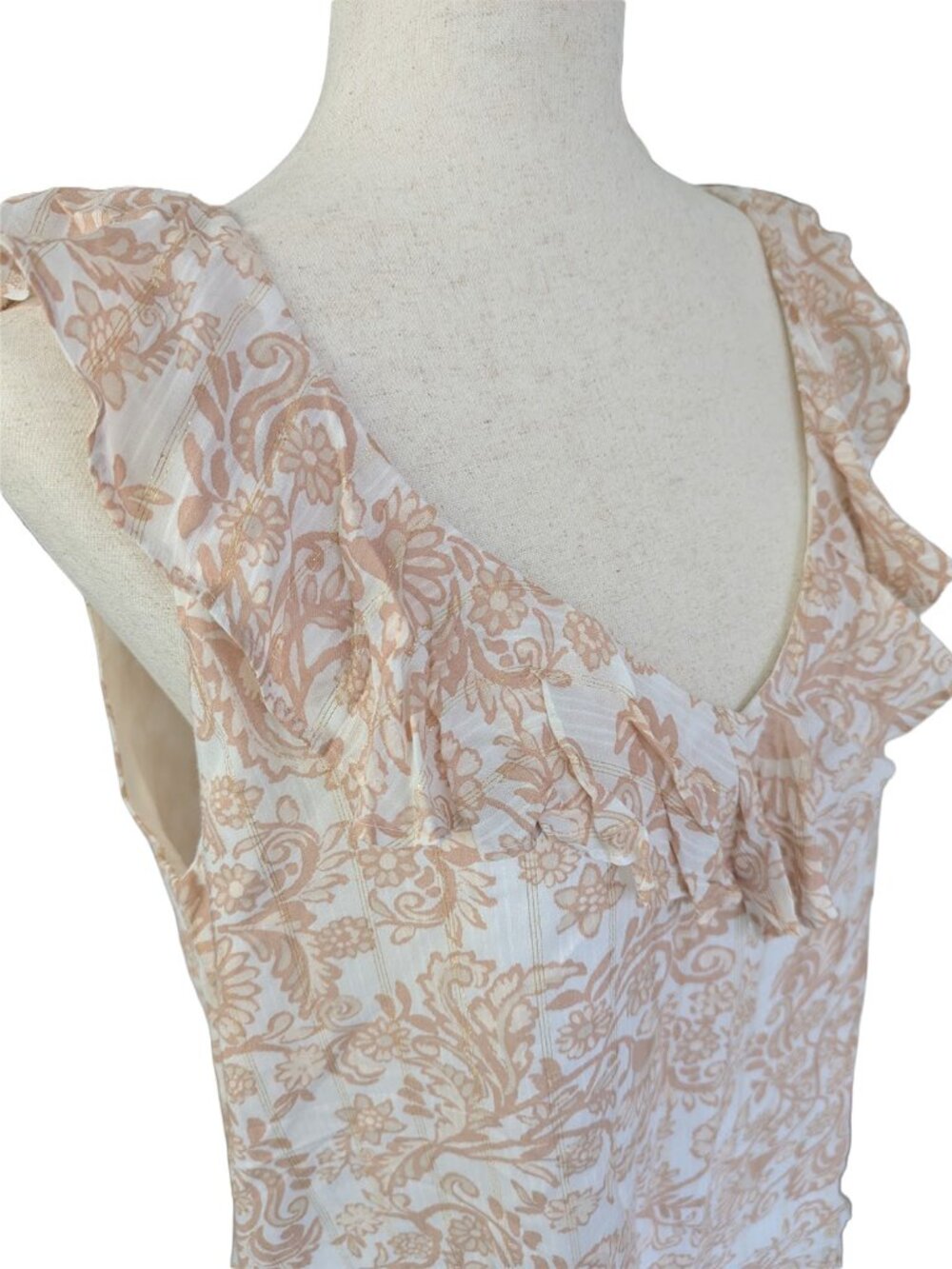 NWT LOFT Shimmer Ruffle V-Neck Shell - Picture 5 of 15